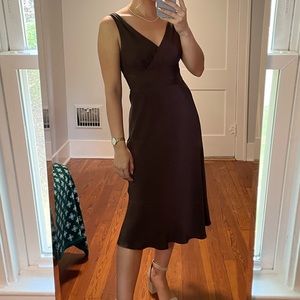 J Crew Brown Silk Midi dress